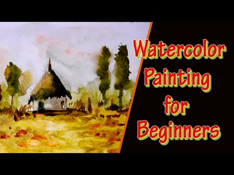 Watercolor Painting for Beginners Tribal Huts in Forest