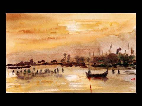 How To Paint A Watercolor Landscape For Beginners | Watercolor Landscape Painting | PRB ARTS