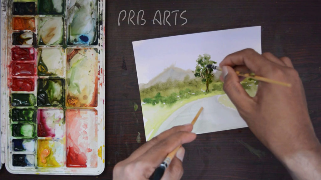 Sketching with watercolours