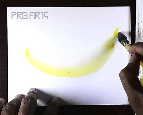 Banana watercolor painting tutorial for beginners - step 02