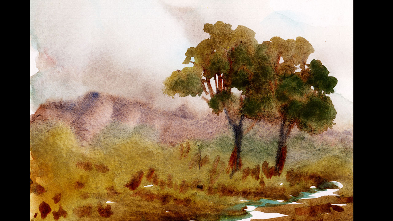 How do you paint landscape with watercolor