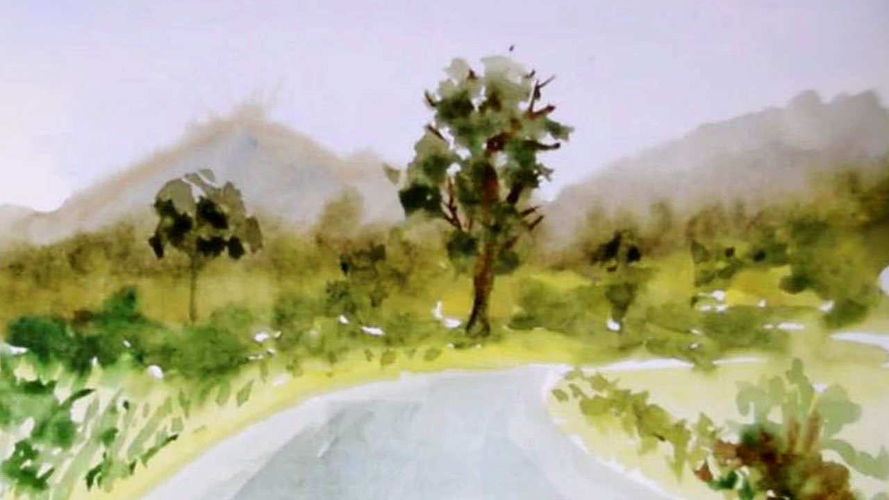 How To Paint A Watercolor Landscape In Just One Color  Doodlewash