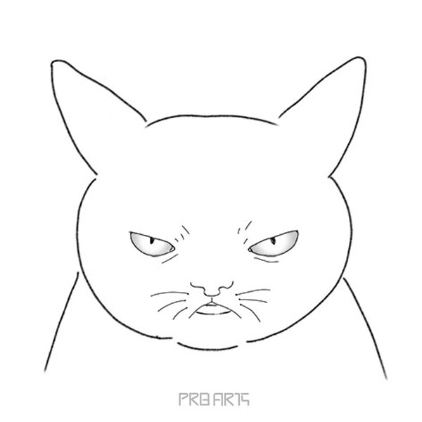 Easy How to Draw Grumpy Cat Tutorial, Grumpy Cat Coloring Page