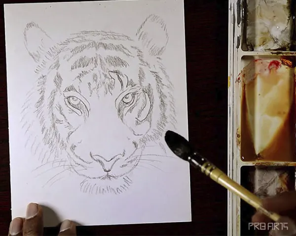 tiger face watercolor painting - step 01