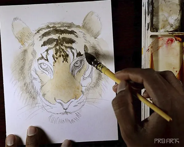 tiger face watercolor painting - step 03