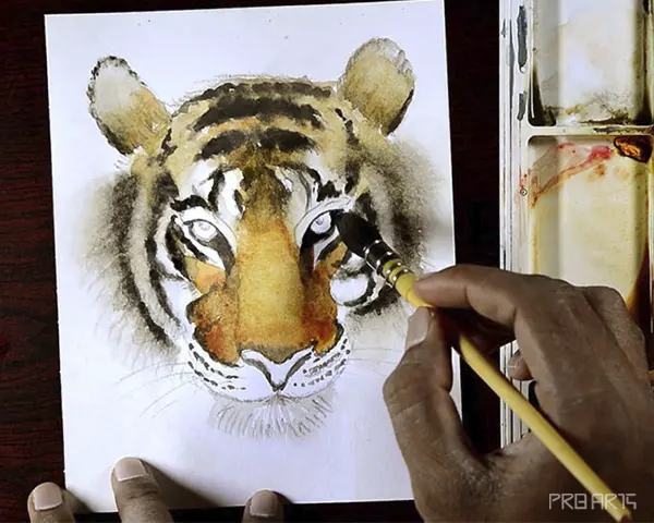 tiger face watercolor painting - step 06