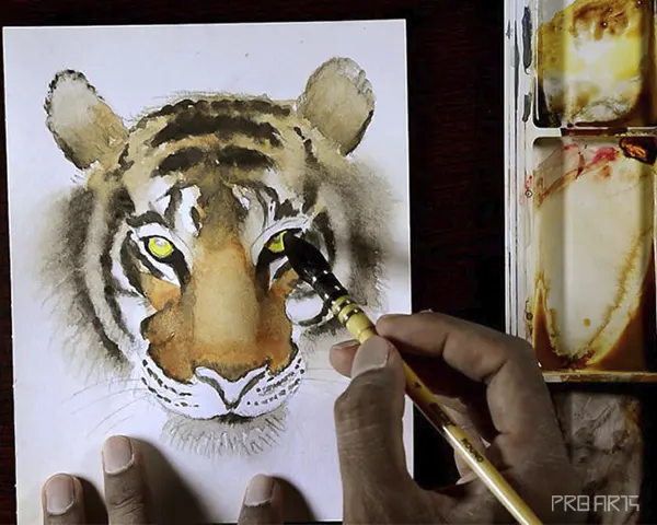 tiger face watercolor painting - step 07