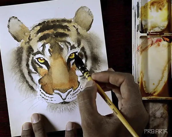 tiger face watercolor painting - step 08