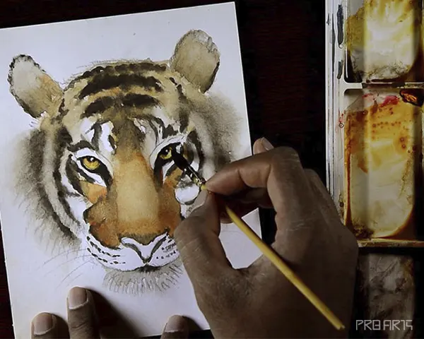 tiger face watercolor painting - step 09