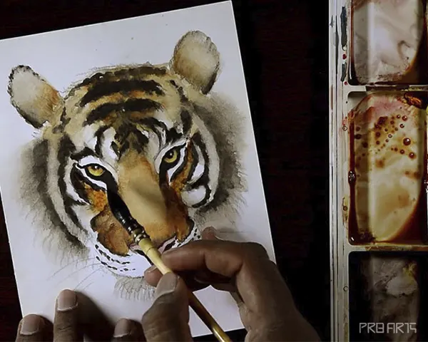 tiger face watercolor painting - step 11