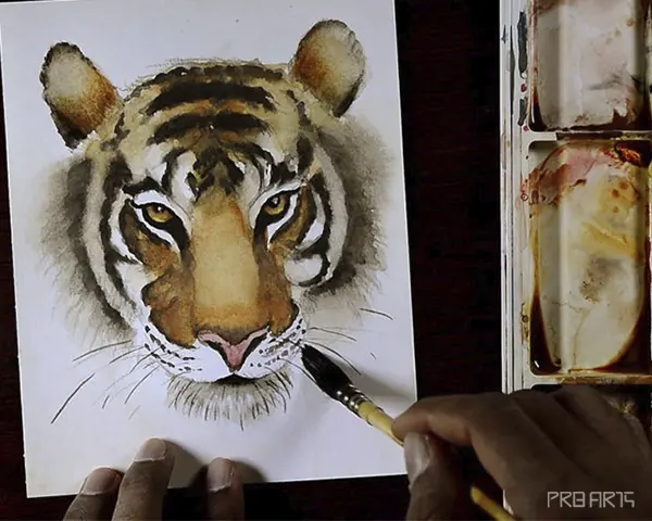 tiger face watercolor painting - step 12