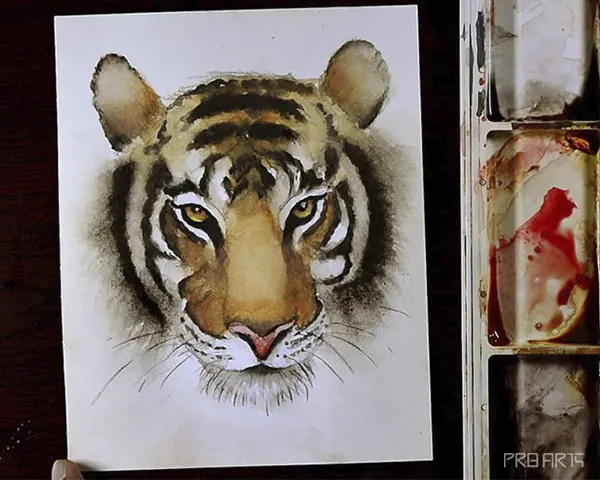 tiger face watercolor painting - step 13