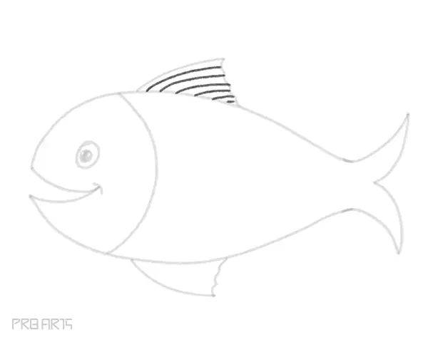 how to draw a fish in cartoon style for kids - step 17