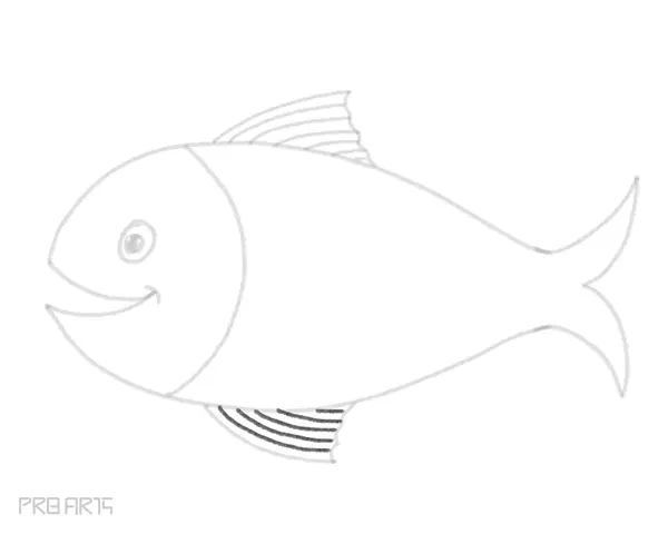 how to draw a fish in cartoon style for kids - step 18