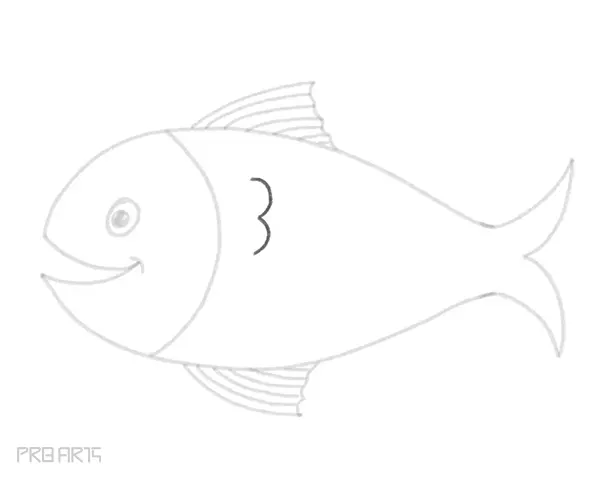 how to draw a fish in cartoon style for kids - step 19