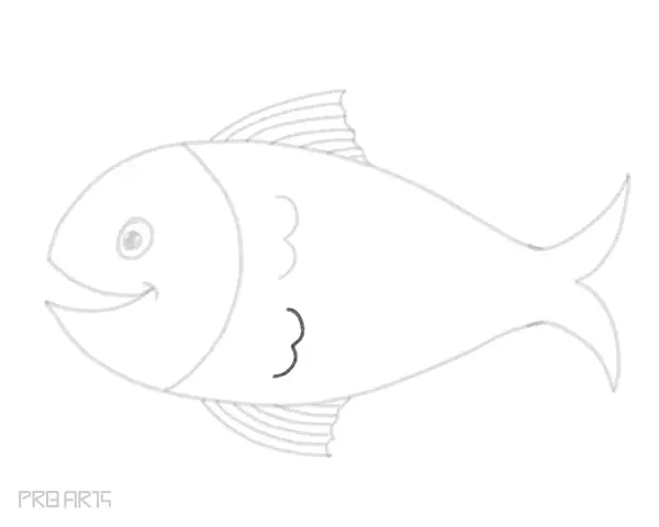 how to draw a fish in cartoon style for kids - step 20