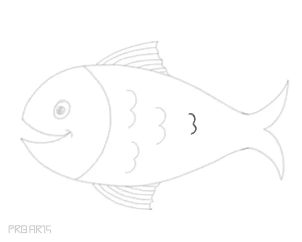 how to draw a fish in cartoon style for kids - step 22
