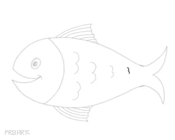 how to draw a fish in cartoon style for kids - step 23