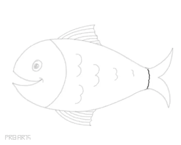 how to draw a fish in cartoon style for kids - step 24