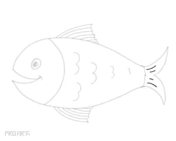 how to draw a fish in cartoon style for kids - step 25