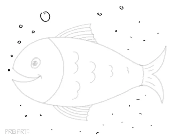 how to draw a fish in cartoon style for kids - step 26