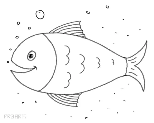 how to draw a fish in cartoon style for kids - step 27