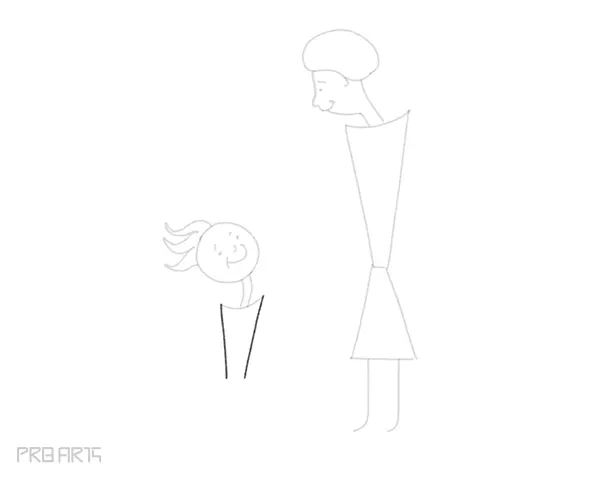 mother & son drawing - son holding a flower - gift to mom - happy mother's day drawing - step 28