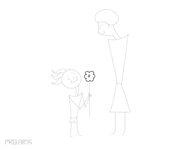 mother & son drawing - son holding a flower - gift to mom - happy mother's day drawing - step 38