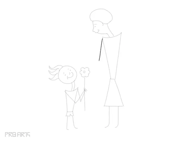 mother & son drawing - son holding a flower - gift to mom - happy mother's day drawing - step 39