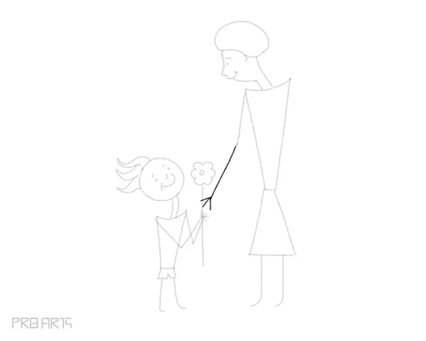 mother & son drawing - son holding a flower - gift to mom - happy mother's day drawing - step 40