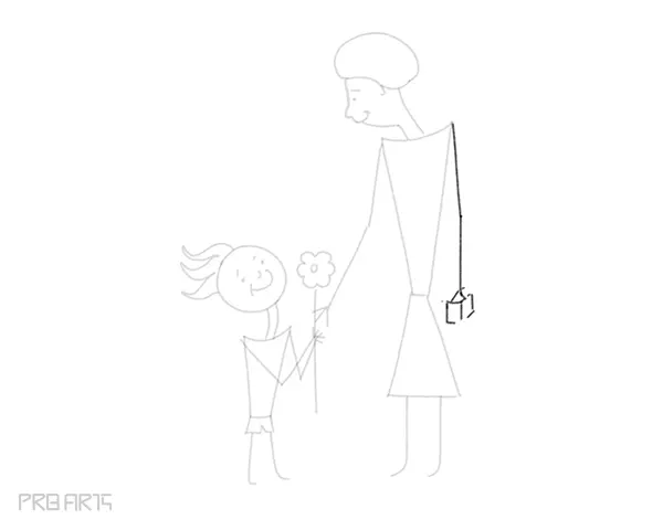 mother & son drawing - son holding a flower - gift to mom - happy mother's day drawing - step 41