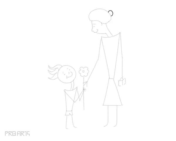 mother & son drawing - son holding a flower - gift to mom - happy mother's day drawing - step 42