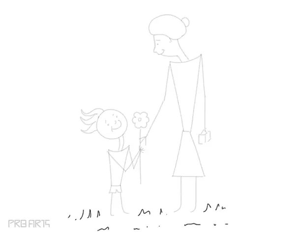 mother & son drawing - son holding a flower - gift to mom - happy mother's day drawing - step 43