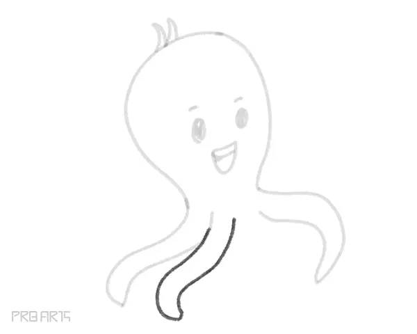 how to draw an octopus holding an ice-cream in the hand - drawing for kids - step by step - 13