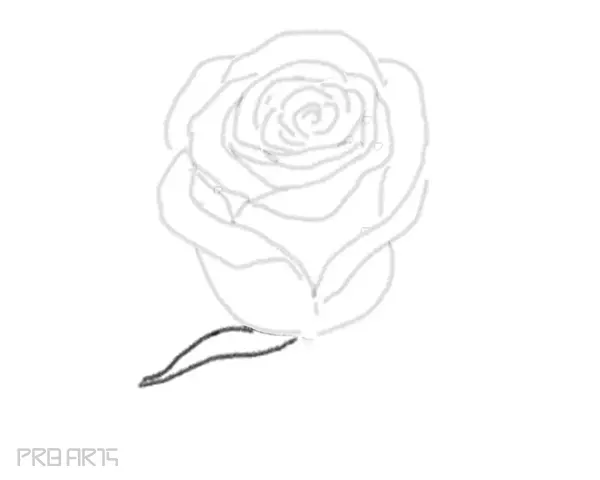 rose drawing step by step tutorial - step 20