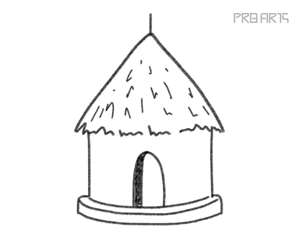 Hut Drawing - How to Draw a Hut - PRB ARTS