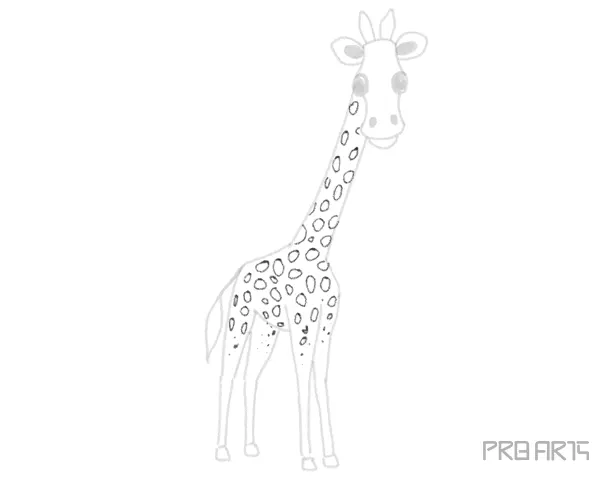 Easy Giraffe Cartoon Style Step-by-Step Drawing Tutorial for Kids - Step 15