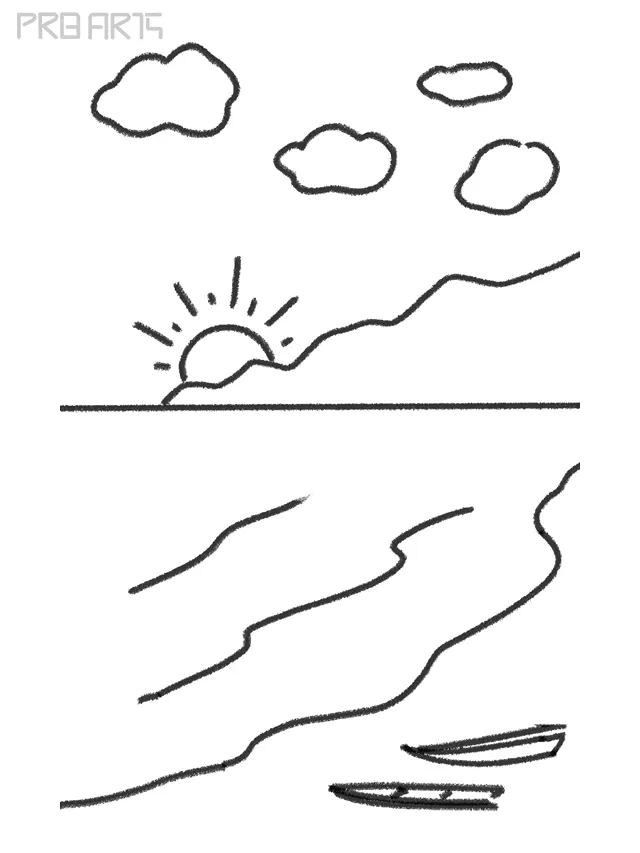 How to Draw A Beach - Easy Drawing for Kids - PRB ARTS