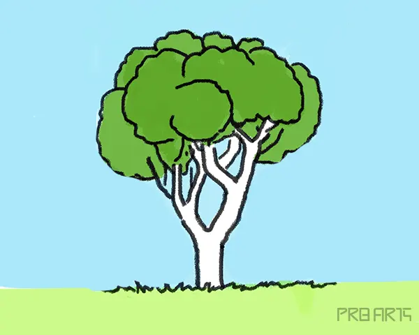 Drawing trees for kids- Step-by-Step Tree Drawing - Step 12
