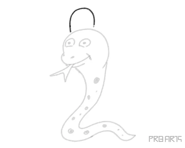 Funny Cartoon Snake with Hat Drawing for Kids Easy Step-by-Step Drawing Tutorial Complete Guide - 13