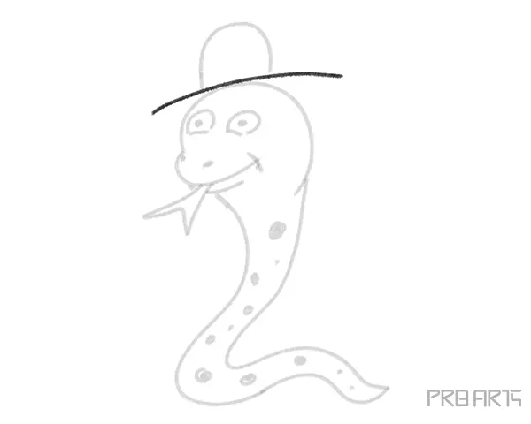 Funny Cartoon Snake with Hat Drawing for Kids Easy Step-by-Step Drawing Tutorial Complete Guide - 14