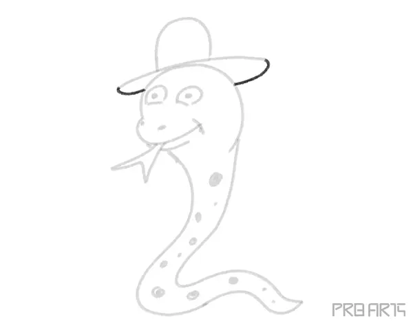 Funny Cartoon Snake with Hat Drawing for Kids Easy Step-by-Step Drawing Tutorial Complete Guide - 15