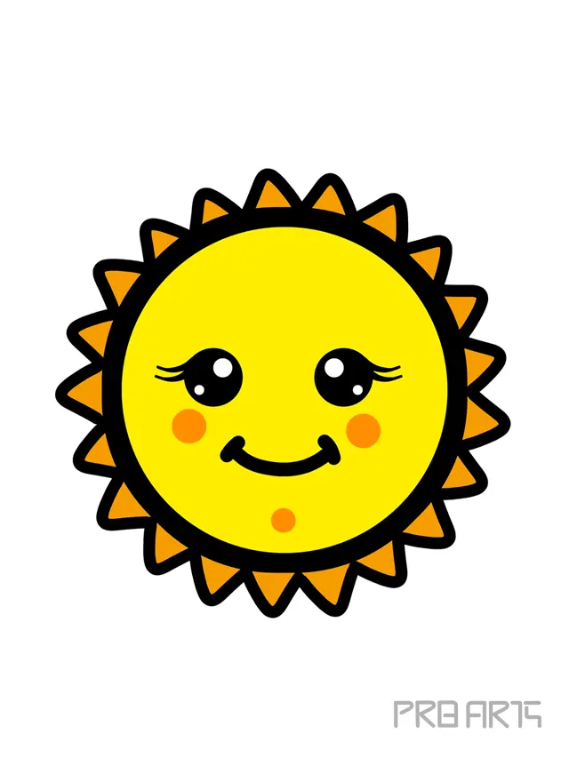 Cute Yellow Sun Drawing for Kids - PRB ARTS