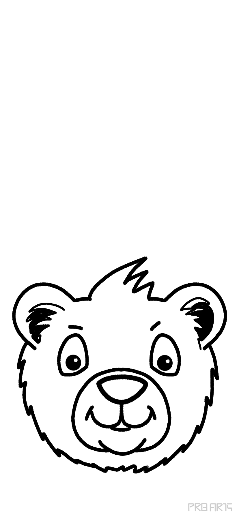 Bear Face Cartoon Style Easy Drawing Tutorial for Kids - PRB ARTS