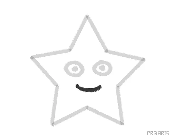 learn how to draw a cartoon-style star with eyes and smiling expression this tutorial is created for kids and beginners - step 12