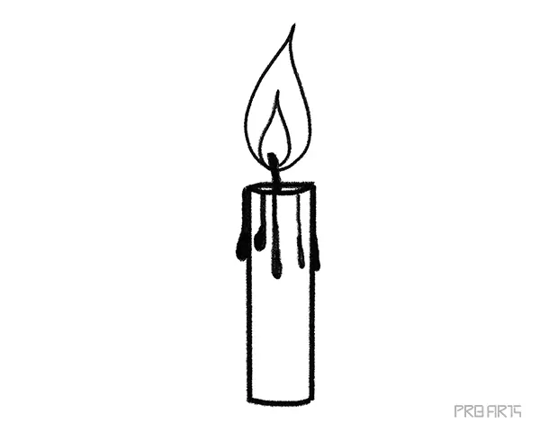 Candle drawing tutorial for kids with step-by-step drawing example at the end of this tutorial you will understand how to draw a candle, fire, and melting wax on a paper with pencil