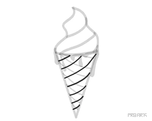 learn how to draw an ice-cream cone outline drawing artwork an easy step-by-step drawing tutorials created for kids and beginners - step 08