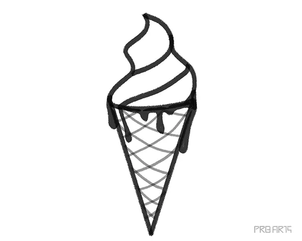 learn how to draw an ice-cream cone outline drawing artwork an easy step-by-step drawing tutorials created for kids and beginners - step 09