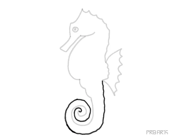 learn how to draw a cartoon-style seahorse with an easy step-by-step guide specially created for kids and beginners - 09