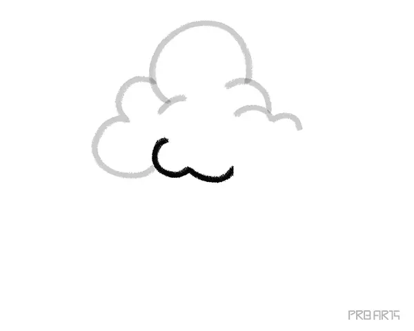learn how to draw the easy clouds and rain drops falling from the clouds an easy step-by-step drawing tutorial created for kids and beginners - step 06